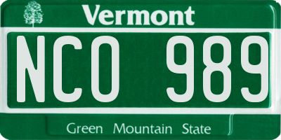 VT license plate NCO989