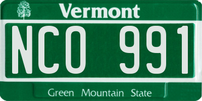VT license plate NCO991