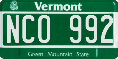 VT license plate NCO992