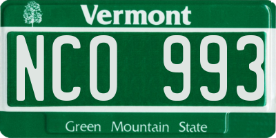 VT license plate NCO993