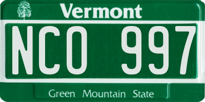 VT license plate NCO997