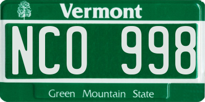 VT license plate NCO998