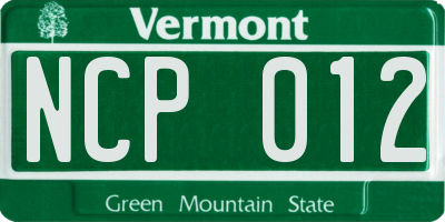 VT license plate NCP012