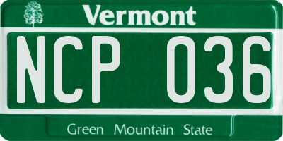 VT license plate NCP036