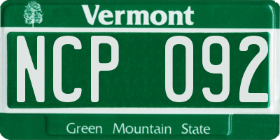 VT license plate NCP092