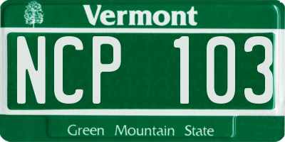 VT license plate NCP103