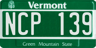 VT license plate NCP139
