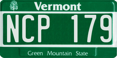 VT license plate NCP179