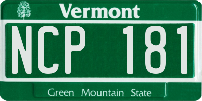 VT license plate NCP181