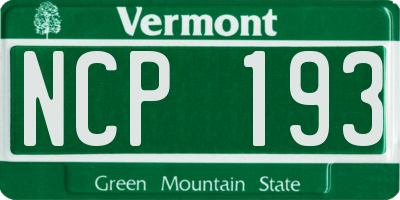 VT license plate NCP193
