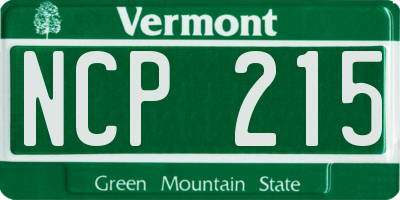 VT license plate NCP215