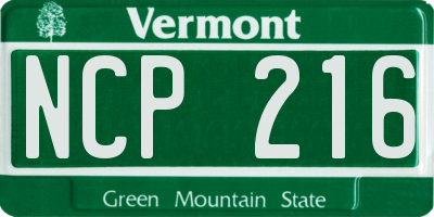 VT license plate NCP216