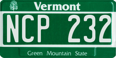 VT license plate NCP232