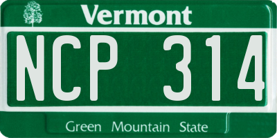VT license plate NCP314