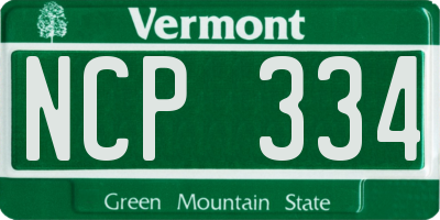 VT license plate NCP334