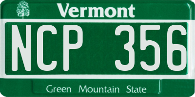 VT license plate NCP356