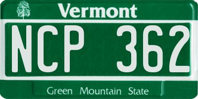 VT license plate NCP362