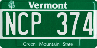 VT license plate NCP374