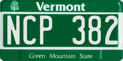VT license plate NCP382