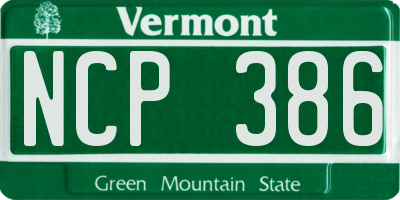 VT license plate NCP386