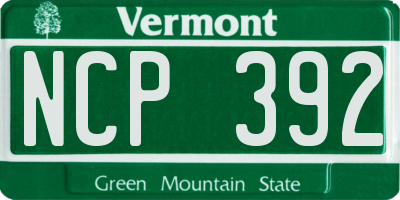 VT license plate NCP392
