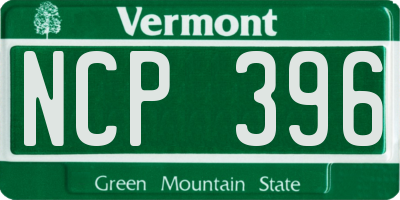 VT license plate NCP396
