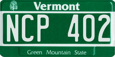 VT license plate NCP402