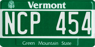 VT license plate NCP454