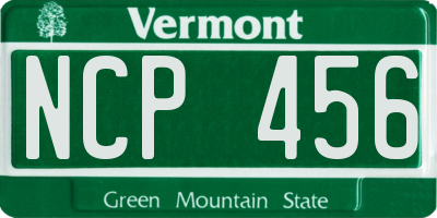 VT license plate NCP456