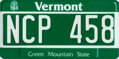 VT license plate NCP458