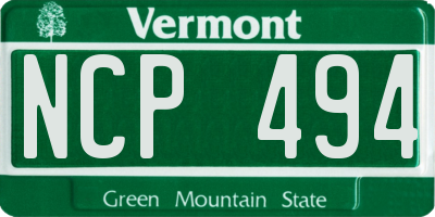 VT license plate NCP494