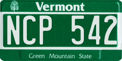VT license plate NCP542