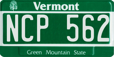 VT license plate NCP562