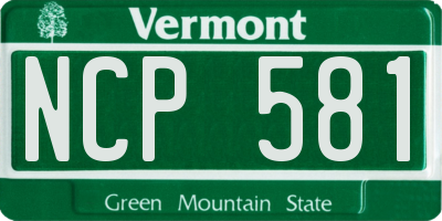 VT license plate NCP581