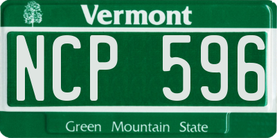 VT license plate NCP596