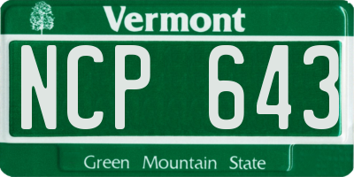 VT license plate NCP643