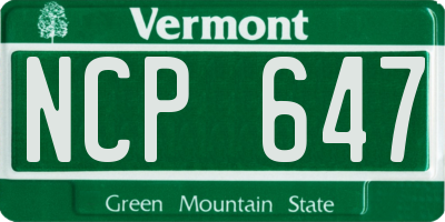 VT license plate NCP647