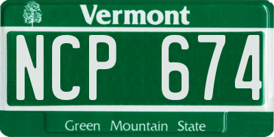 VT license plate NCP674