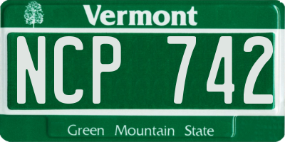 VT license plate NCP742