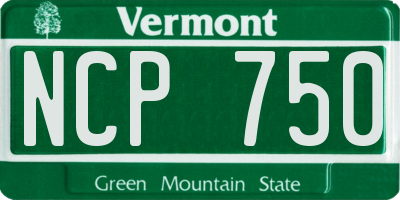 VT license plate NCP750