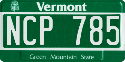 VT license plate NCP785