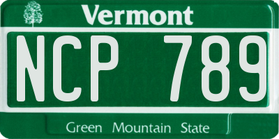 VT license plate NCP789