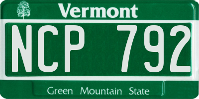 VT license plate NCP792
