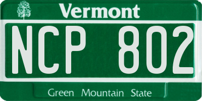 VT license plate NCP802