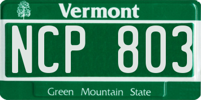 VT license plate NCP803