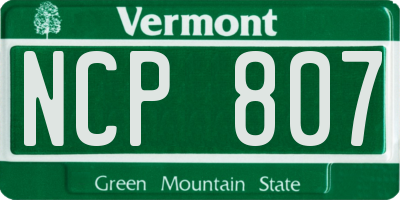 VT license plate NCP807