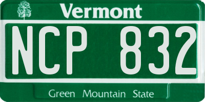 VT license plate NCP832