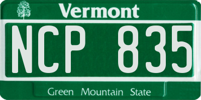 VT license plate NCP835