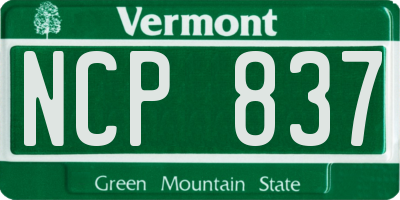 VT license plate NCP837