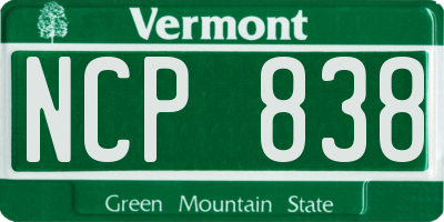 VT license plate NCP838